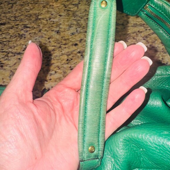 Ralph Lauren Green Pebble Leather Hobo Shoulder Bag Luxury Money Sustainable - Picture 12 of 16